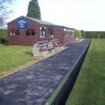 Bowling green with rubber chippings