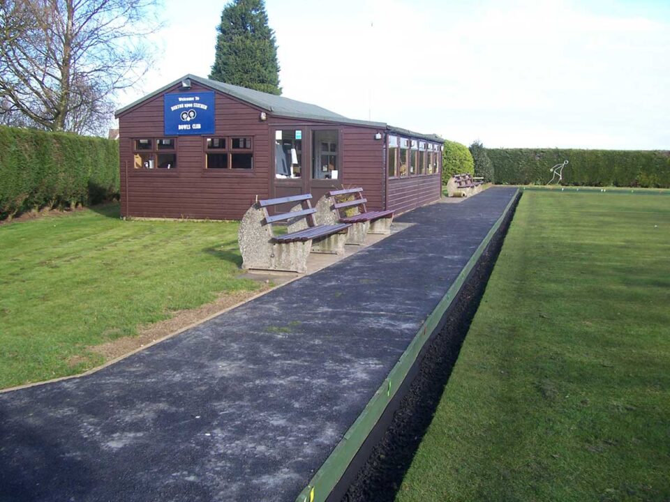 Bowling green with rubber chippings