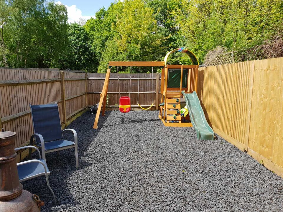 Garden swing set and Eco-Play rubber chippings