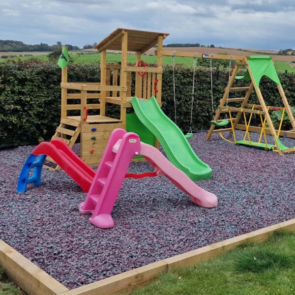 Garden playground with Eco-Play rubber chippings